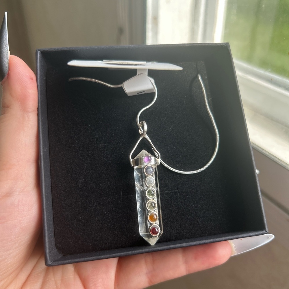 Clear Quartz chakra gemstone pendant necklace boho crystal fairycore cottagecore